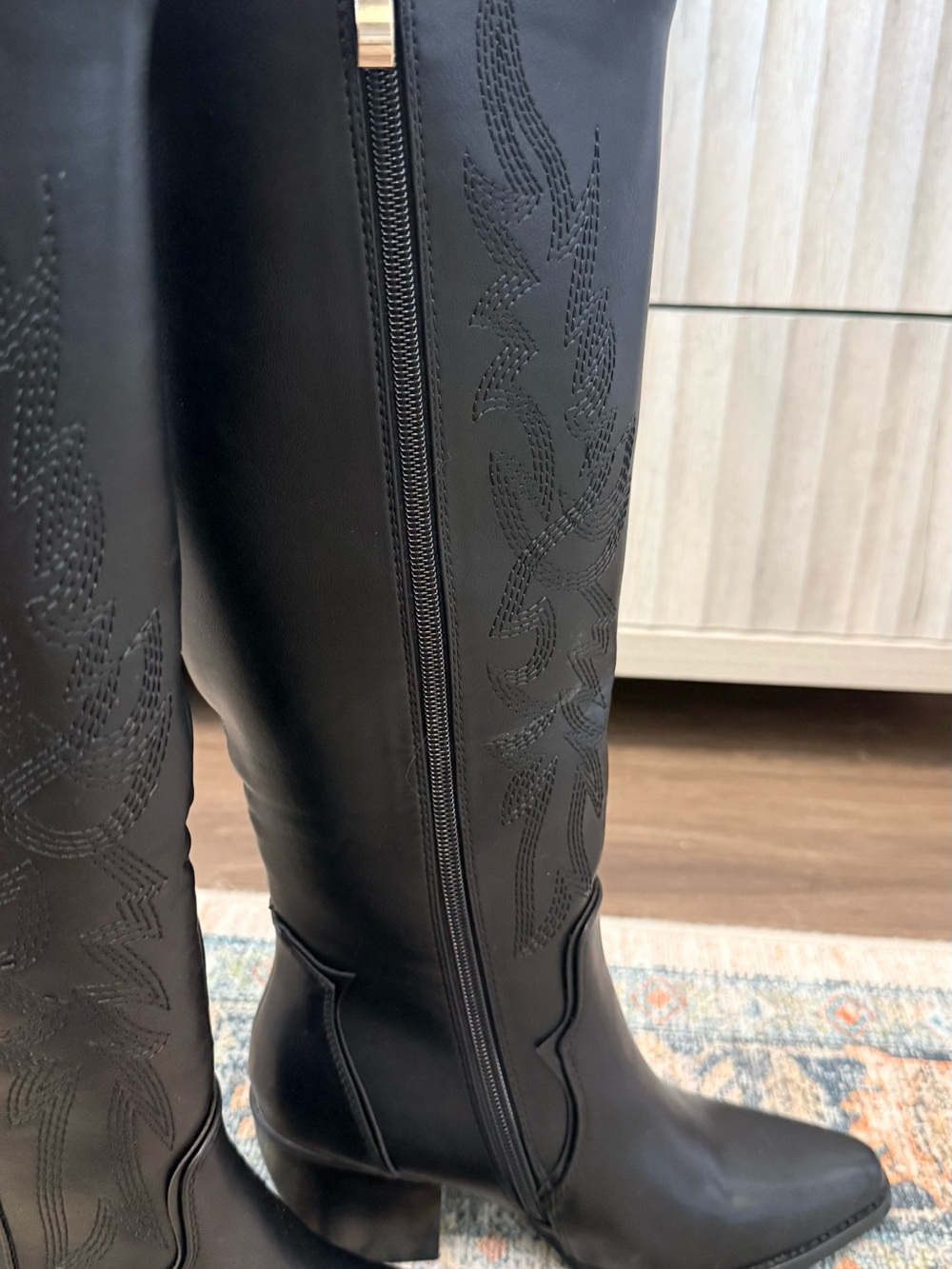 Dream Pairs Black Tall Western Heeled Boots - Picture 3 of 10